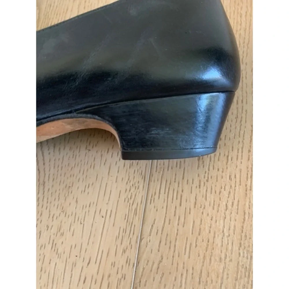 Salvatore Ferragamo Vara Bow Pumps‎ Black Leather Low Block Heel Shoes 7.5 C